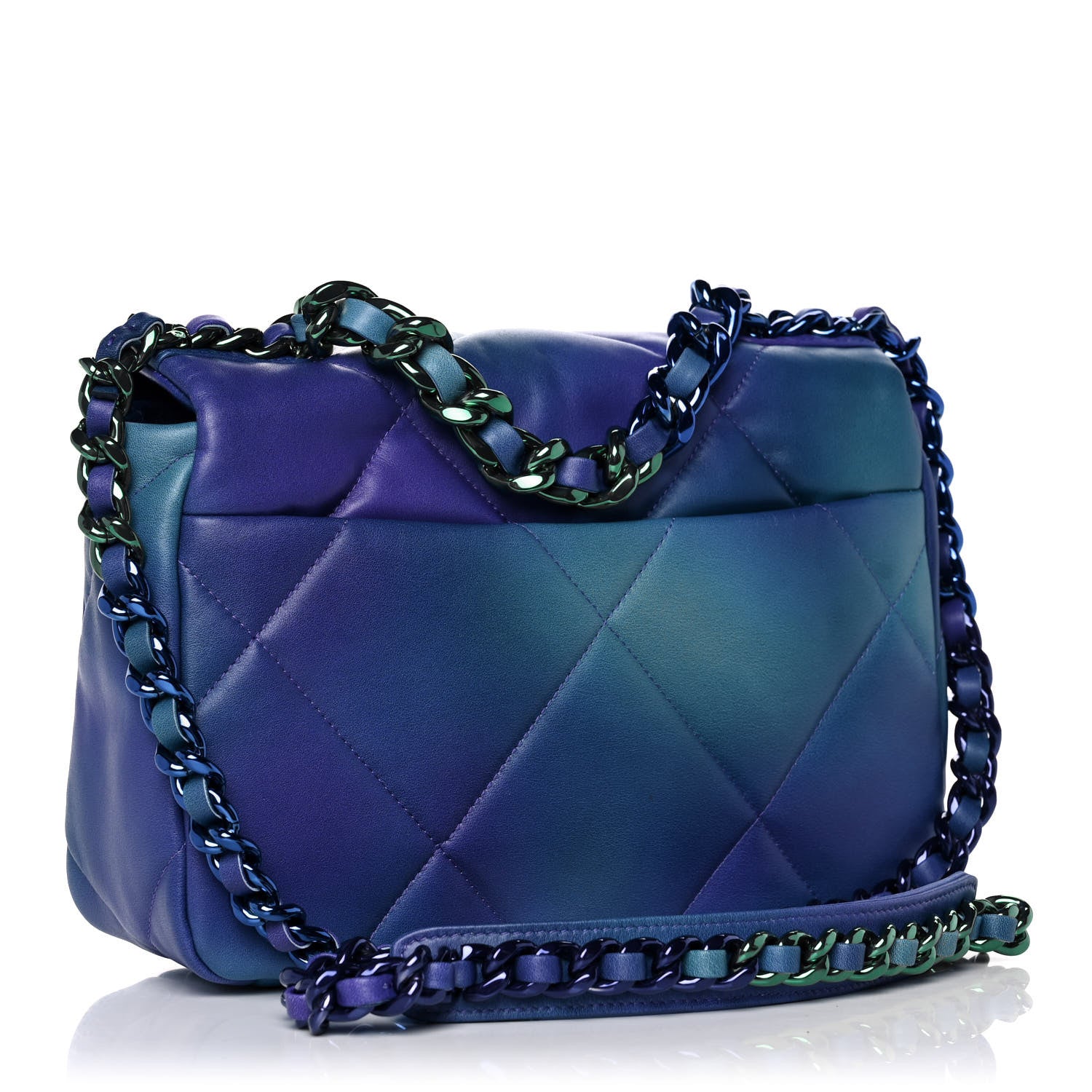 Chanel Tie Dye Calfskin Quilted Medium Chanel 19 Flap Blue Purple 3 of 11