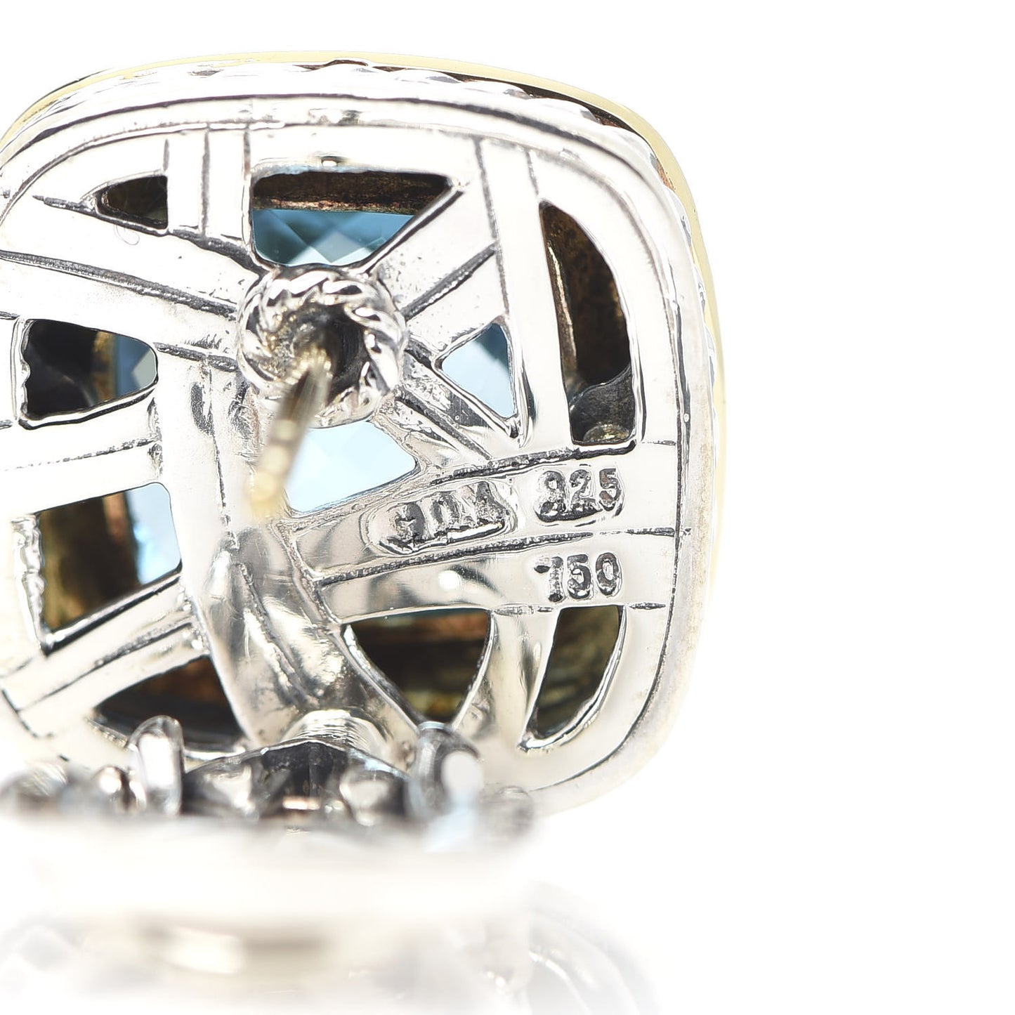 Sterling Silver 18K Yellow Gold Blue Topaz 11mm Albion Earrings