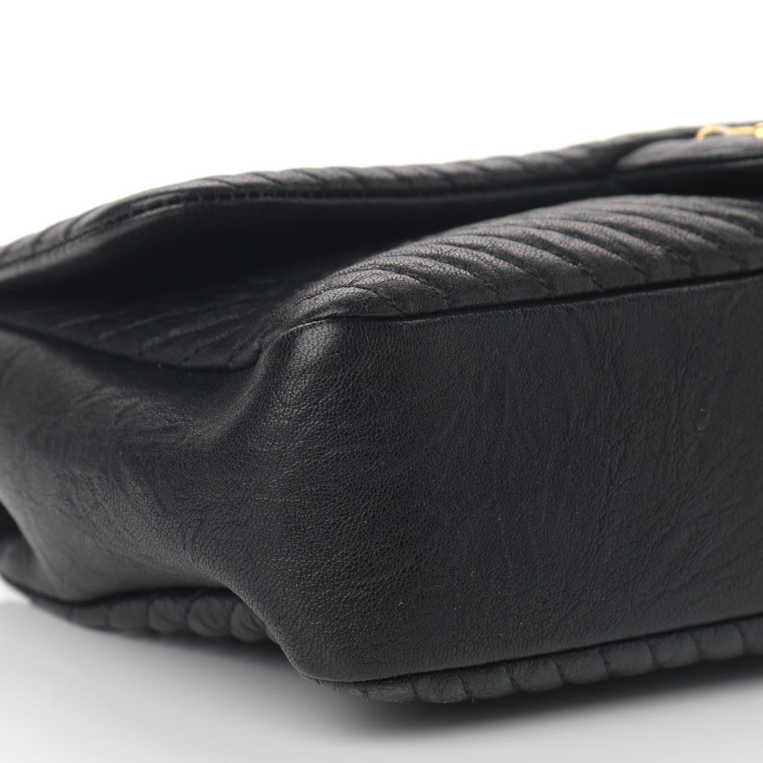 Chanel Wrinkled Lambskin Chevron Quilted Medium Surpique Flap Black 9 of 12