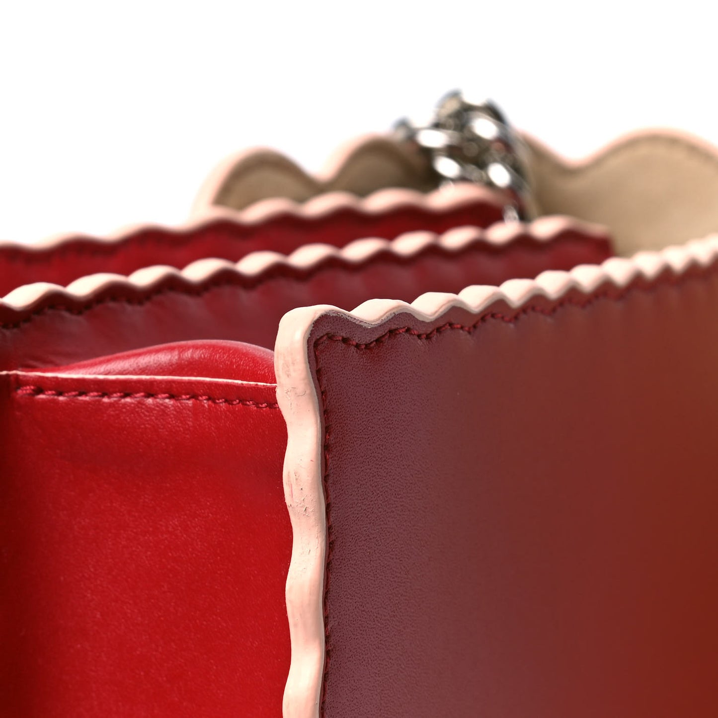 Vitello Liberty Scalloped Studded Kan I Shoulder Bag Fragola