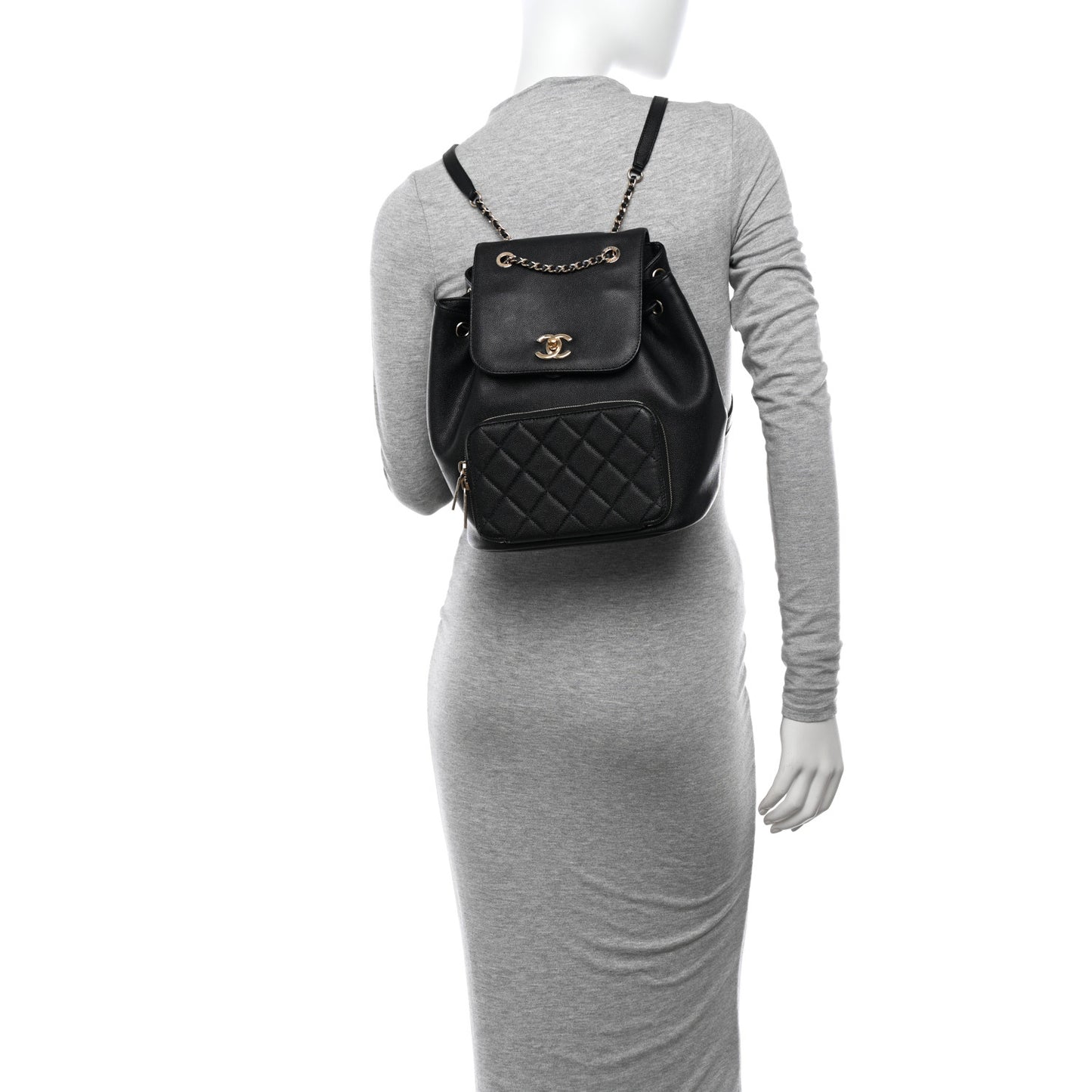 Caviar Quilted Business Affinity Backpack Black