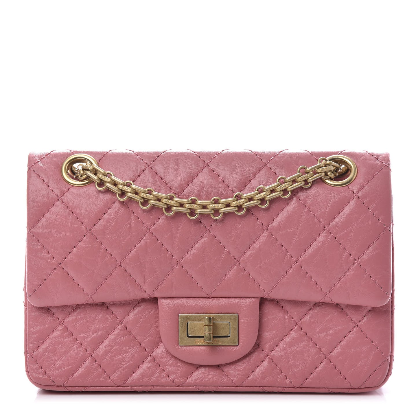 Aged Calfskin Quilted 2.55 Reissue Mini Flap Pink
