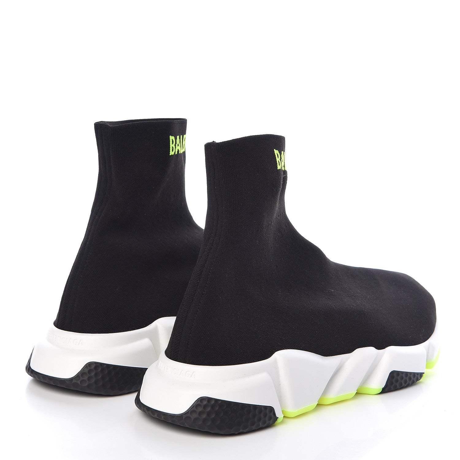 Balenciaga Neoprene Knit Mens Hi Speed Sneakers 45 Black Yellow Fluo 4 of 7