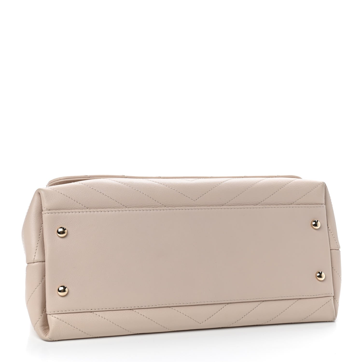 Chanel Grained Calfskin Stitched Medium Chevron Chic Top Handle Flap Beige 4 of 11