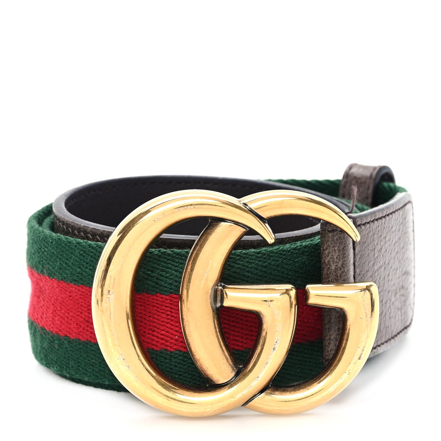 Nylon Textured Dollar Calfskin Double G Web 40mm Belt 80 32 Green Red Dark Cocoa