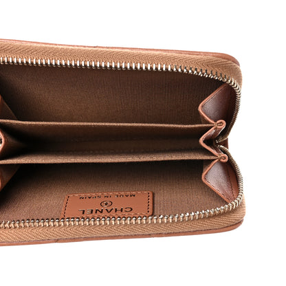 Chanel Lambskin Quilted Chanel 19 Zip Around Coin Purse Wallet Brown 8 of 9