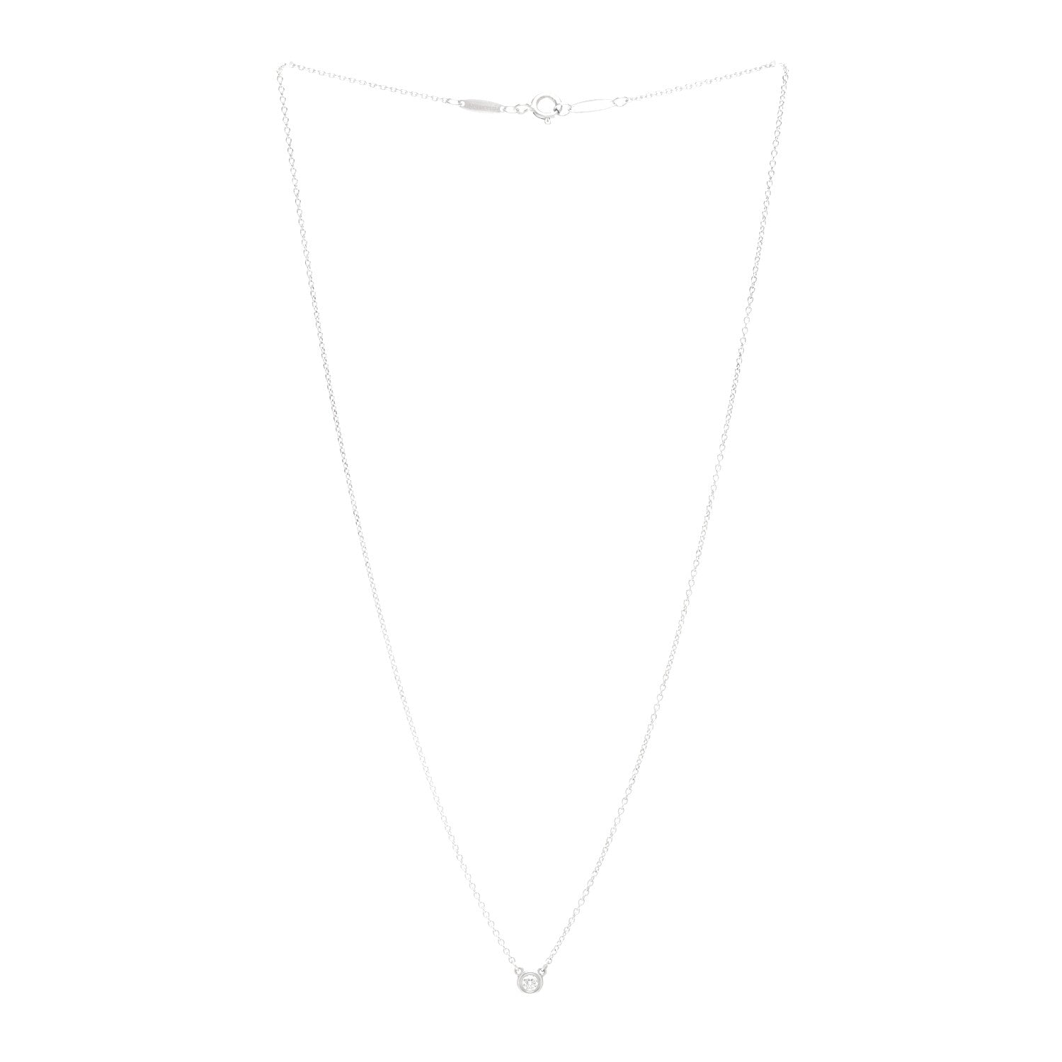 Tiffany Sterling Silver Diamond .08ct Elsa Peretti Diamonds by the Yard Pendant Necklace 3 of 3