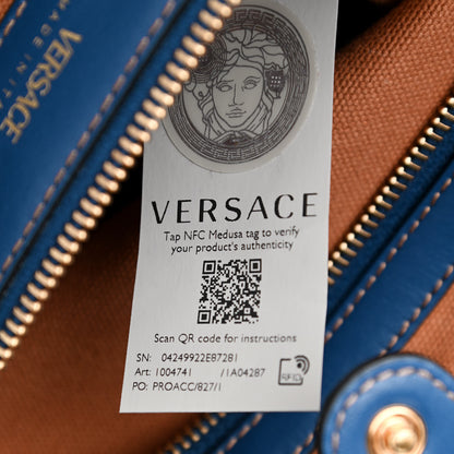 Versace Denim Calfskin La Medusa Tote Bag Blue 7 of 11