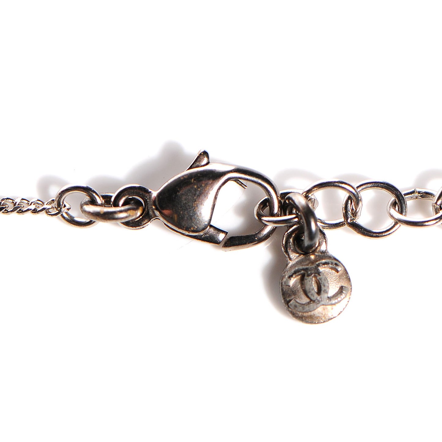 Quilted CC Pendant Necklace Silver