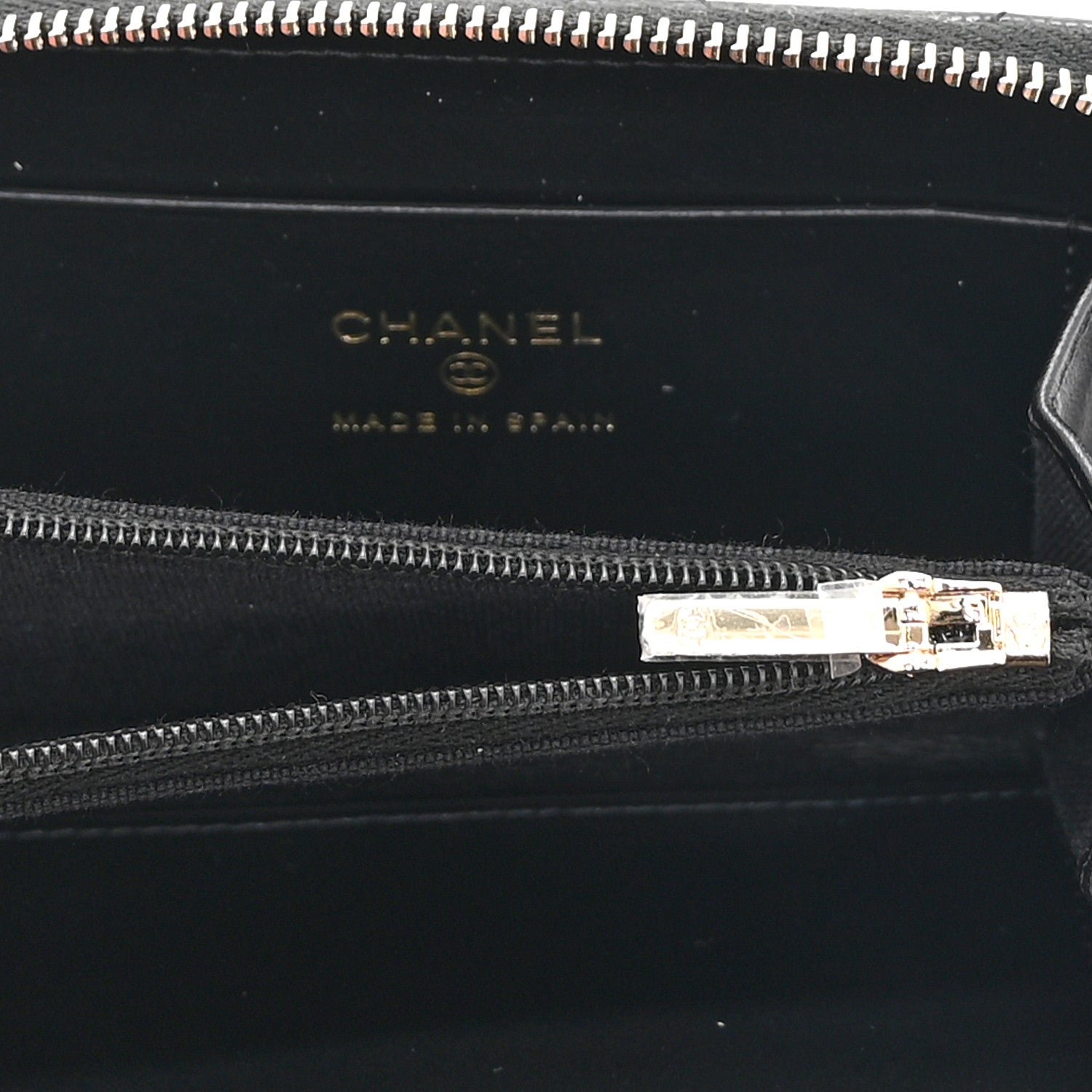 Chanel Caviar Quilted Crystal Zip Around Coin Purse Wallet Black 4 of 8