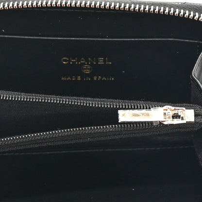 Chanel Caviar Quilted Crystal Zip Around Coin Purse Wallet Black 4 of 8