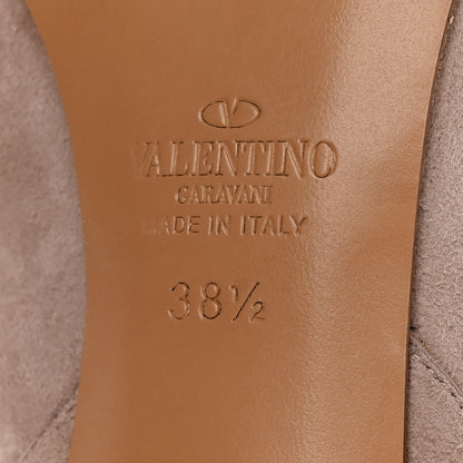 Valentino Garavani Suede Rockstud Peep Toe 100mm Ankle Boots 38.5 Poudre 7 of 13