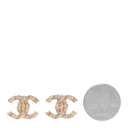 Chanel Crystal CC Earrings Light Gold 2 of 5