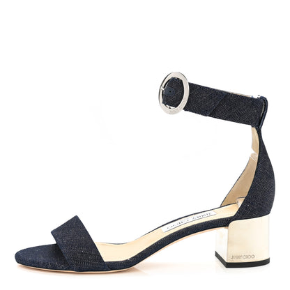 Jimmy Choo Denim Jaimie Ankle Strap Sandals 39.5 Indigo 1 of 10