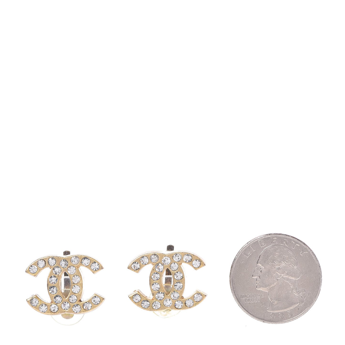 CC Crystal Clip On Earrings Gold