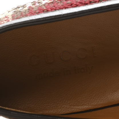 Gucci Vintage Tweed Check Horsebit Mens Jordaan Loafers 9 Red Beige White 8 of 10