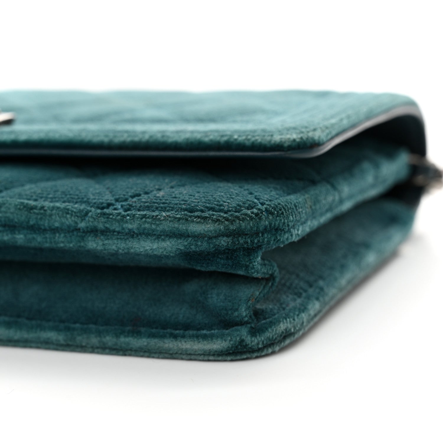 Chanel Velvet Quilted Boy Wallet On Chain WOC Teal 11 of 13