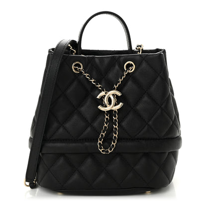 Chanel Caviar Quilted Rolled Up Bucket Drawstring Bag Black 1 of 11