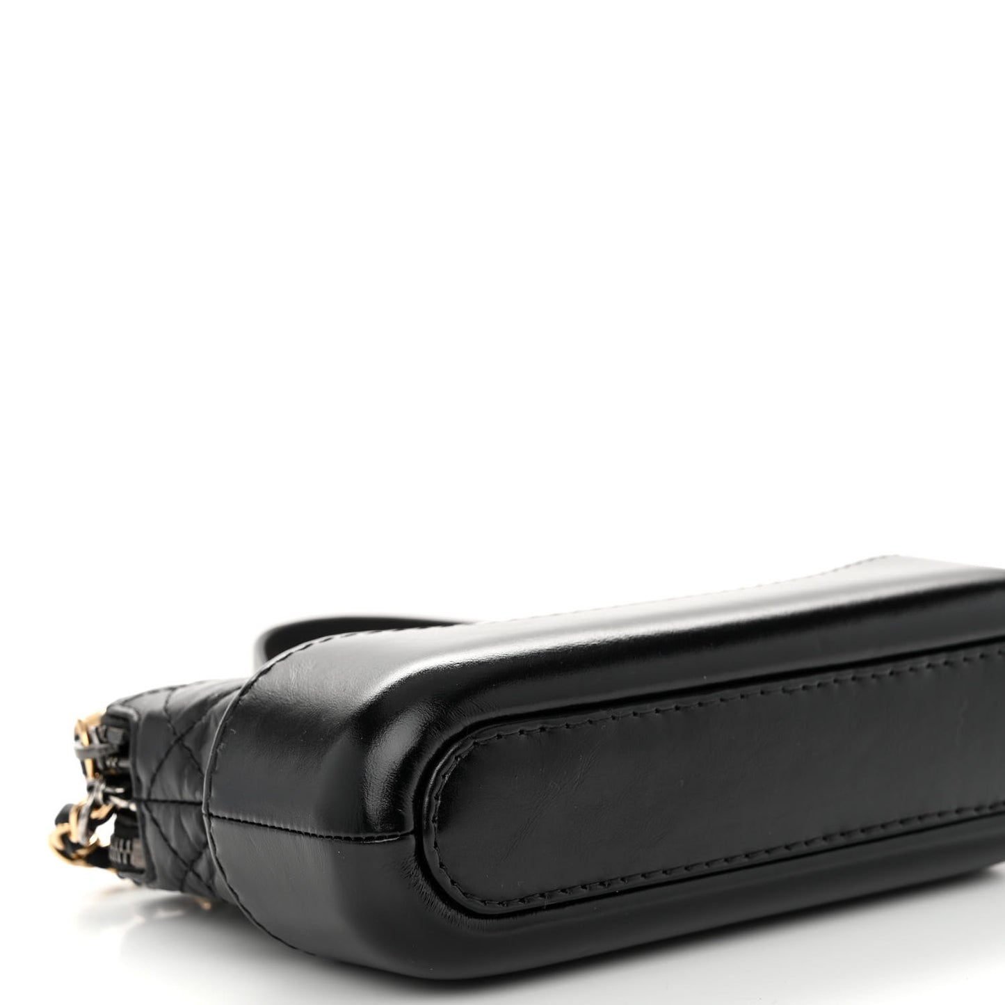 Aged Calfskin Quilted Small Gabrielle Clutch With Chain Black