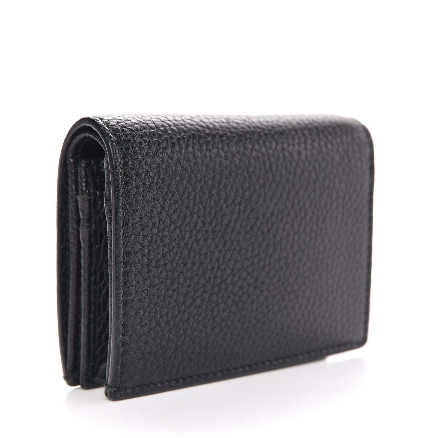 Pebbled Calfskin Animalier Tiger Card Case Black