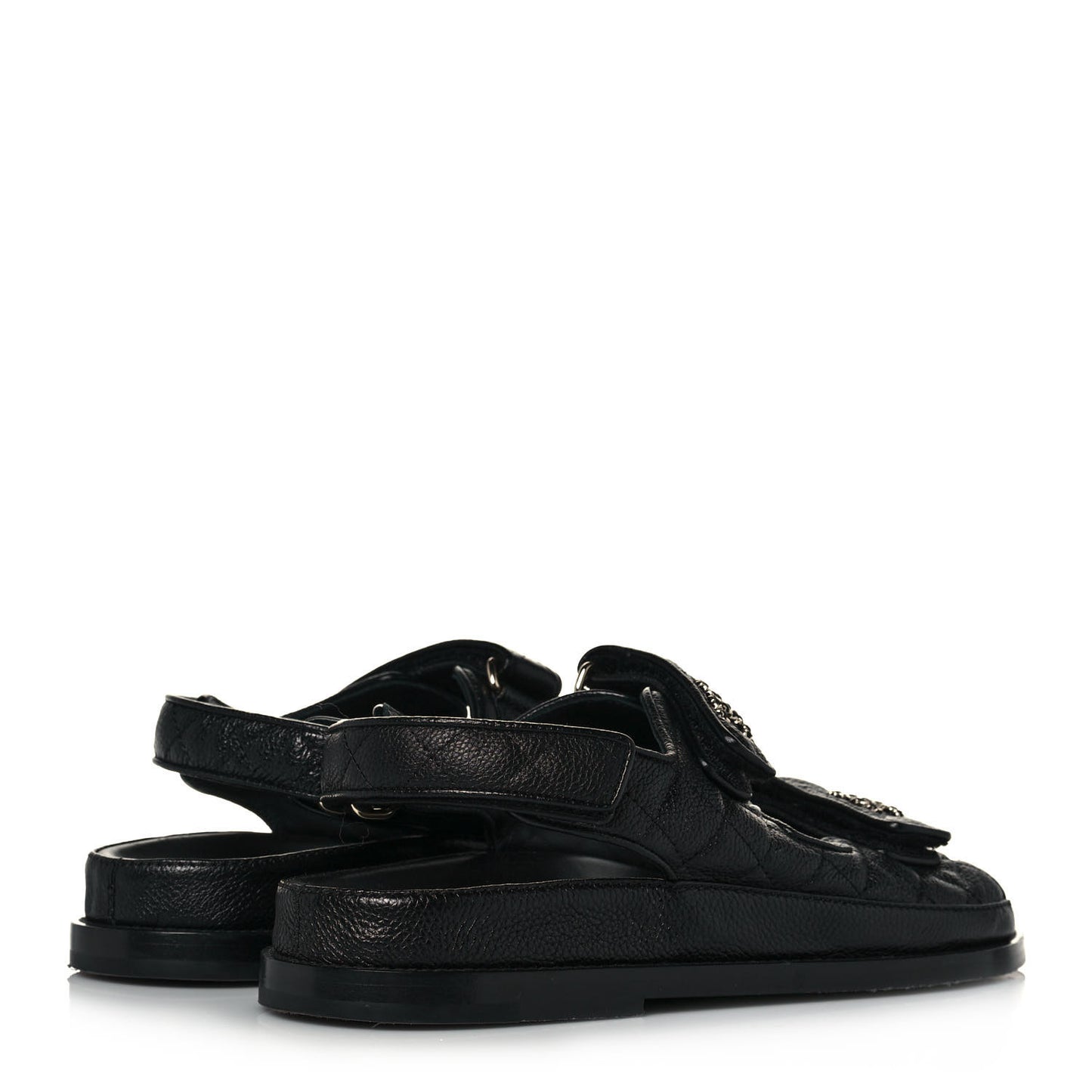 Grained Calfskin Velcro Dad Sandals 38 Black