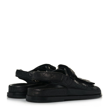 Chanel Grained Calfskin Velcro Dad Sandals 38 Black 4 of 9