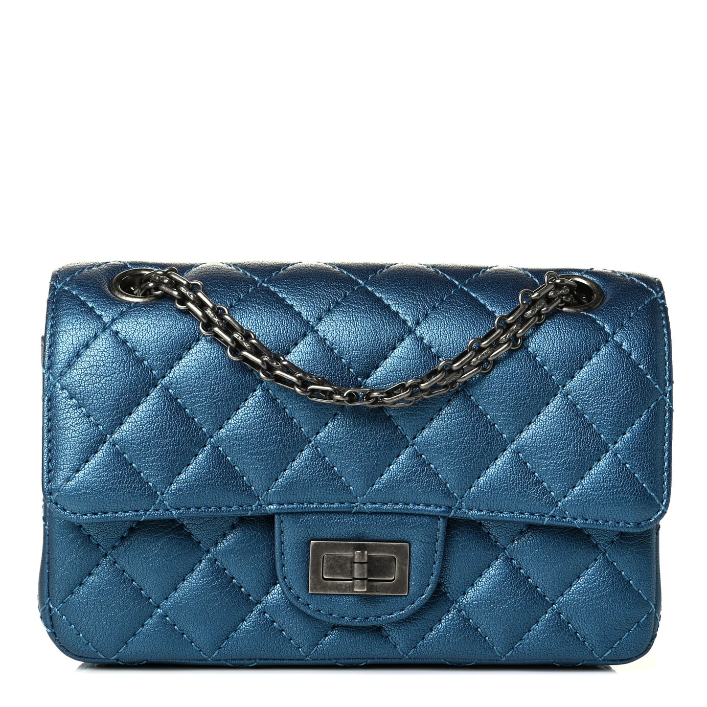 Metallic Sheepskin Quilted 2.55 Reissue Mini Flap Blue