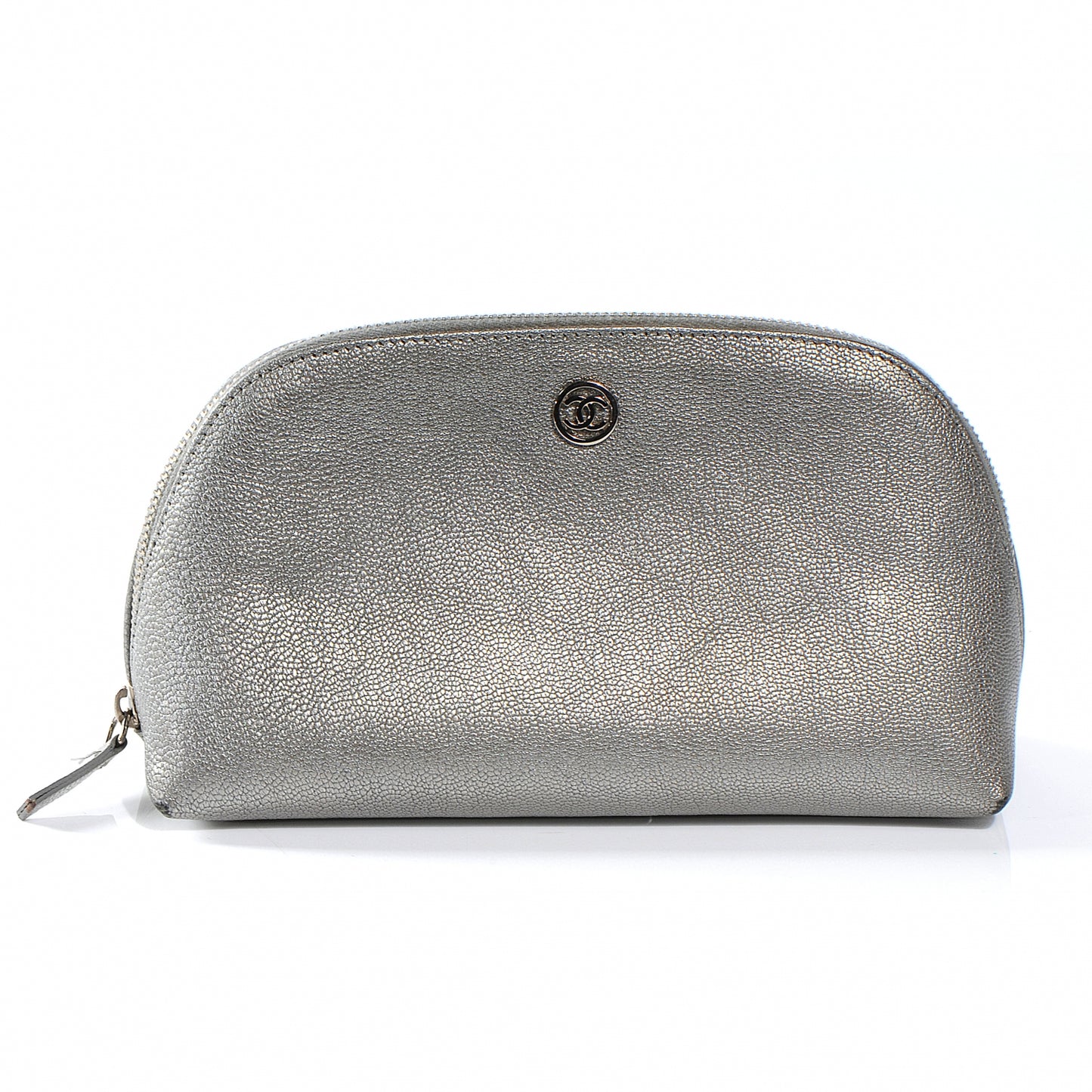 Leather Cosmetic Case Make Up Bag Pouch Silver