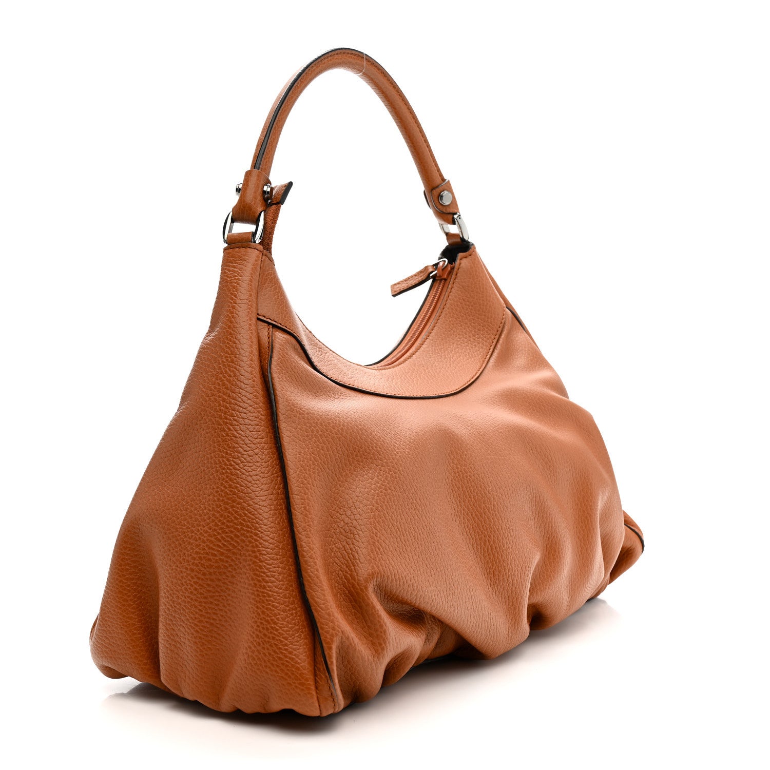 Gucci Calfskin Large D Gold Ring Hobo Brown 3 of 10