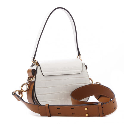 Chloe Calfskin Crocodile Embossed Small Tess Bag Brilliant White 3 of 8