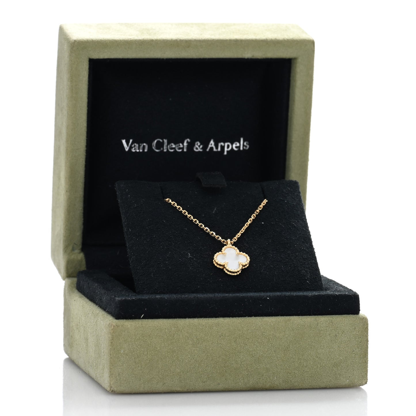 18K Yellow Gold Mother of Pearl Sweet Alhambra Pendant Necklace