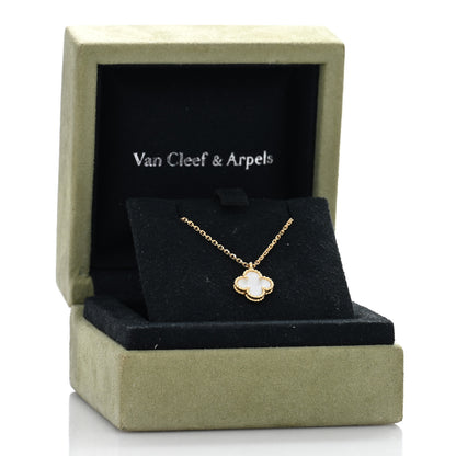 Van Cleef & Arpels 18K Yellow Gold Mother of Pearl Sweet Alhambra Pendant Necklace 5 of 5