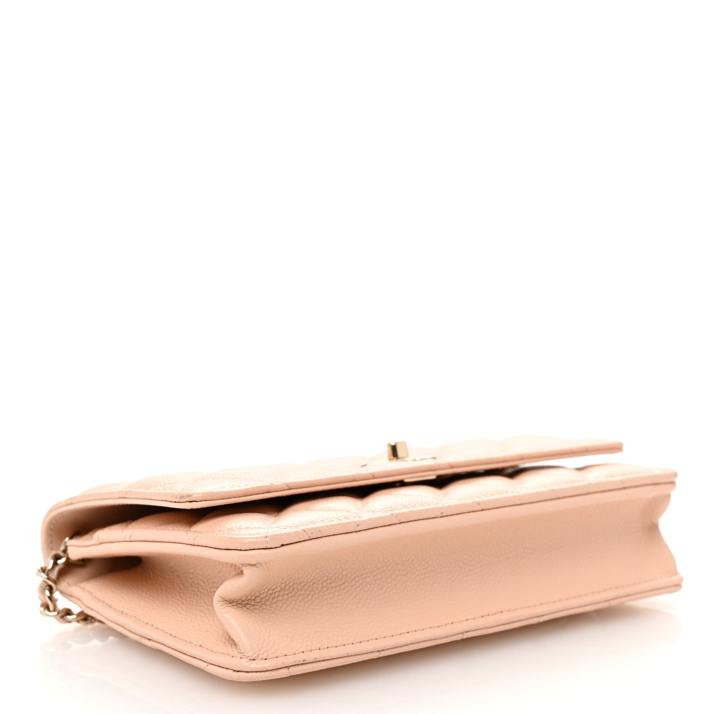 Caviar Quilted Bow Wallet On Chain WOC Light Beige