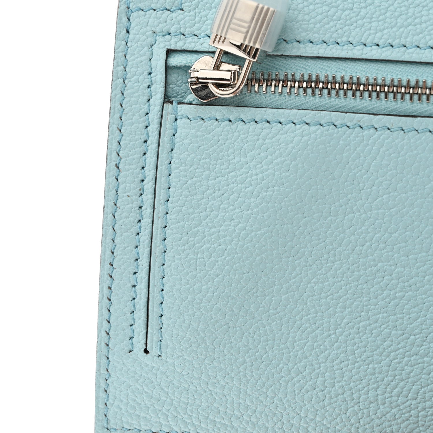 Hermes Chevre Mysore Kelly Pocket Compact Wallet Bleu Atoll 8 of 9