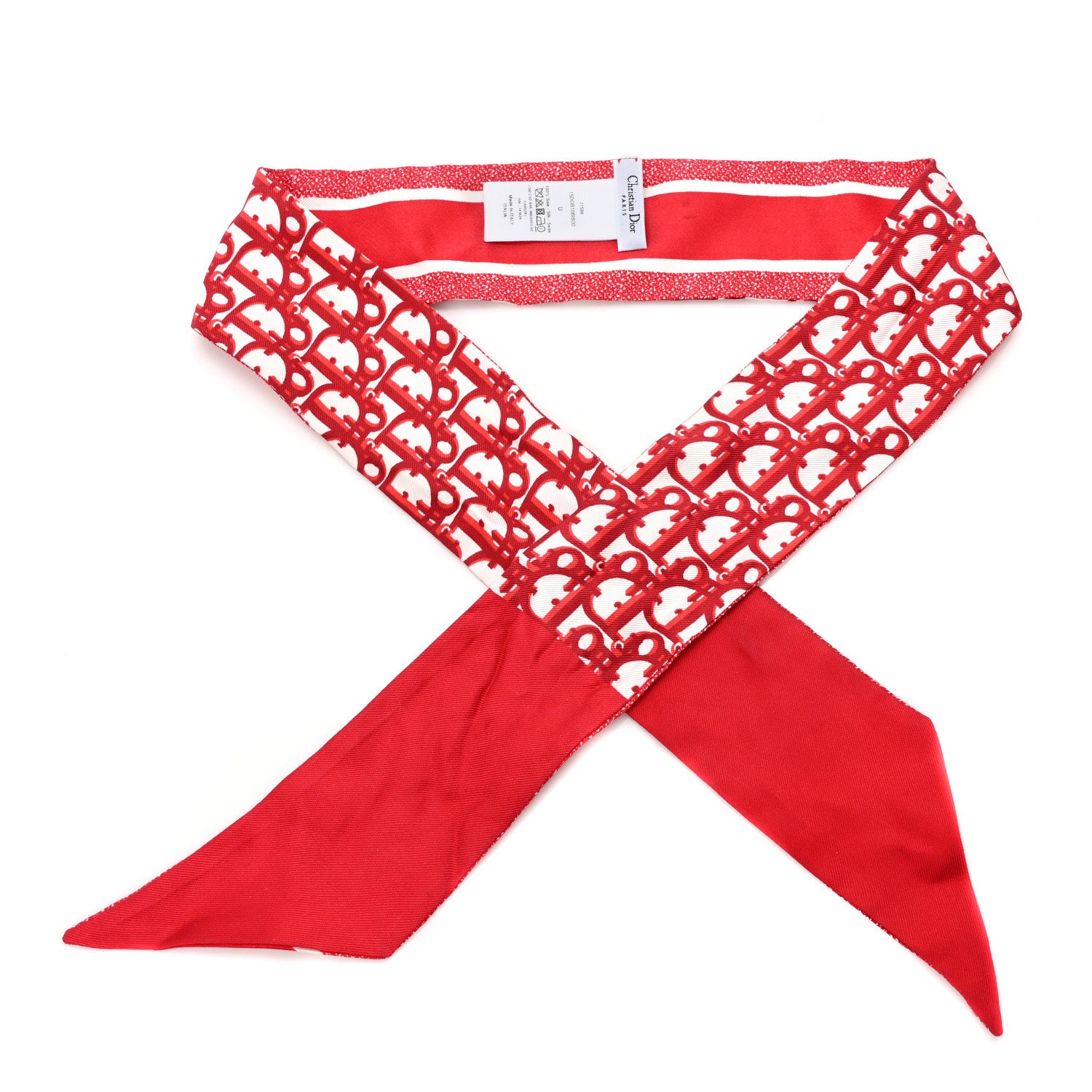 Christian Dior Silk Oblique Mitzah Scarf Red 1 of 3