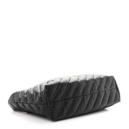 Balenciaga Crushed Calfskin Quilted Matte Black Hardware Large Crush Carry All Tote Bag Black 4 of 9