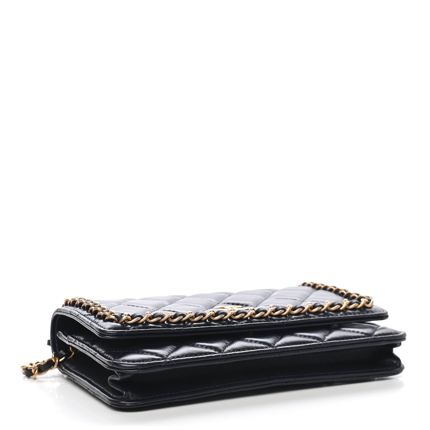 Chanel Lambskin Quilted Chain Around Wallet On Chain WOC Navy Blue 4 of 13