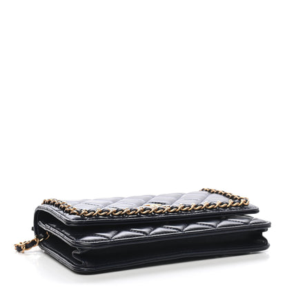 Chanel Lambskin Quilted Chain Around Wallet On Chain WOC Navy Blue 4 of 13