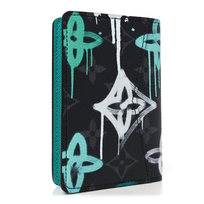 Louis Vuitton Monogram Eclipse LV Graffiti Pocket Organizer Green Lights 3 of 7