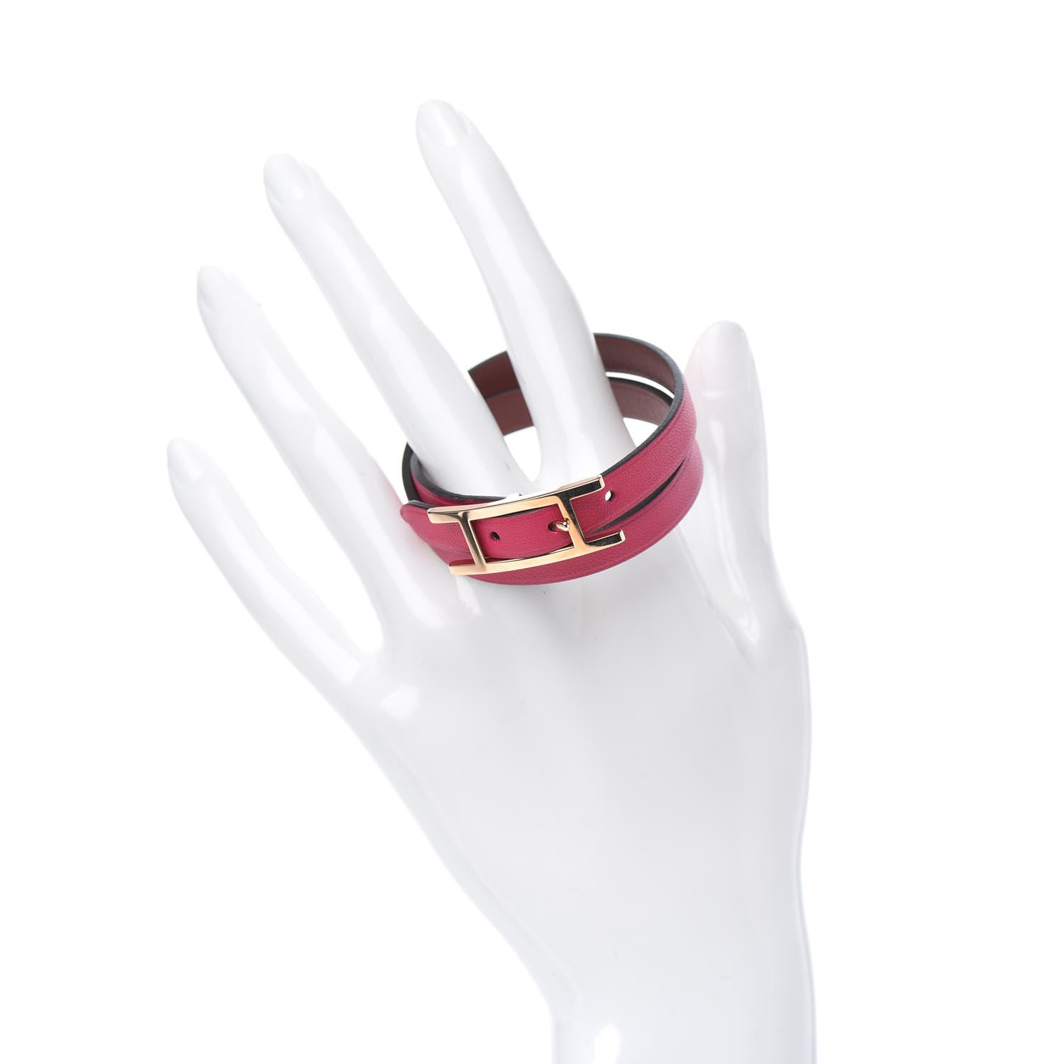 Hermes Swift Behapi Double Tour Reversible Bracelet T2 Rose Mexico Rouge H 2 of 4