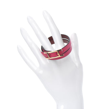 Hermes Swift Behapi Double Tour Reversible Bracelet T2 Rose Mexico Rouge H 2 of 4