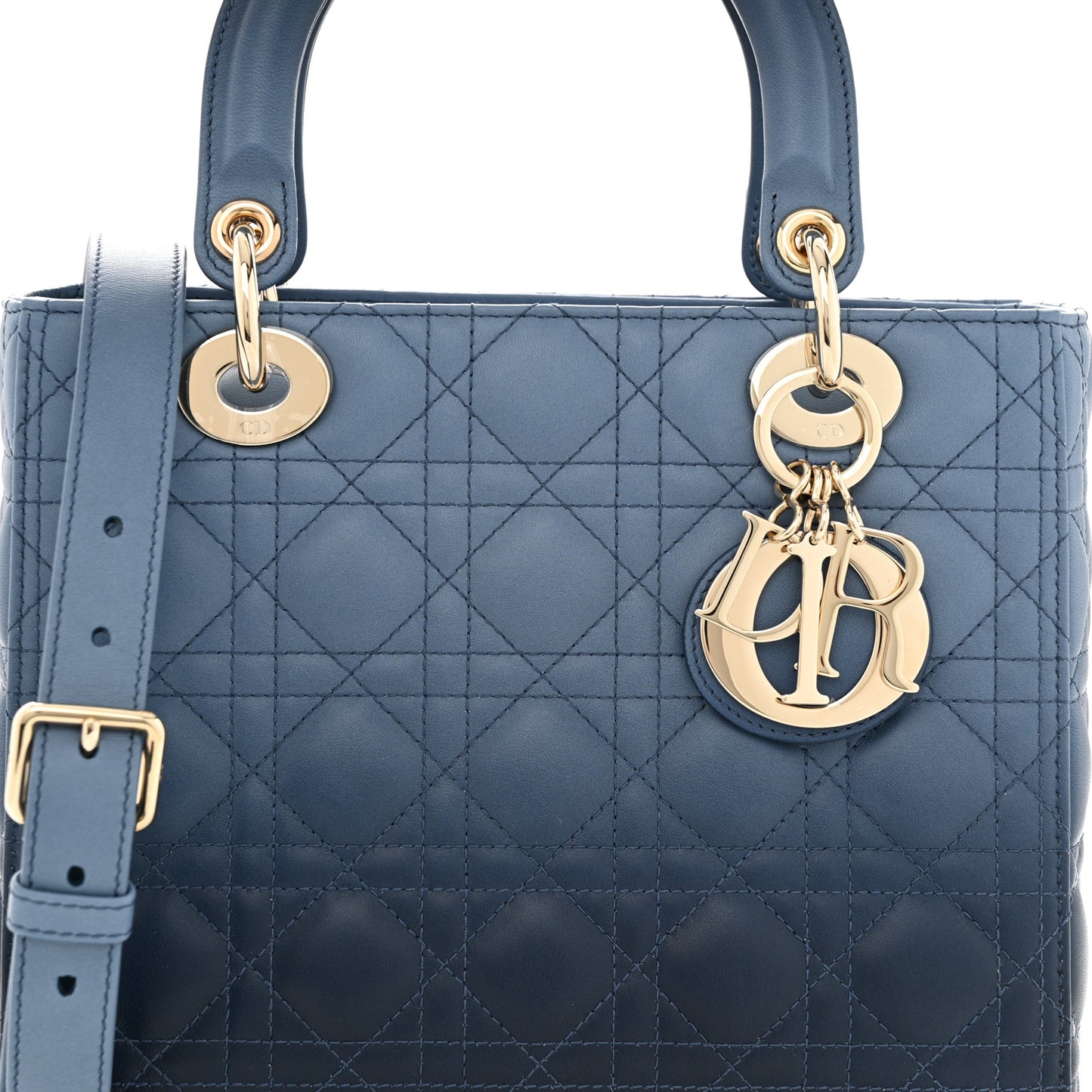 Lambskin Cannage Gradient Medium Lady Dior Blue
