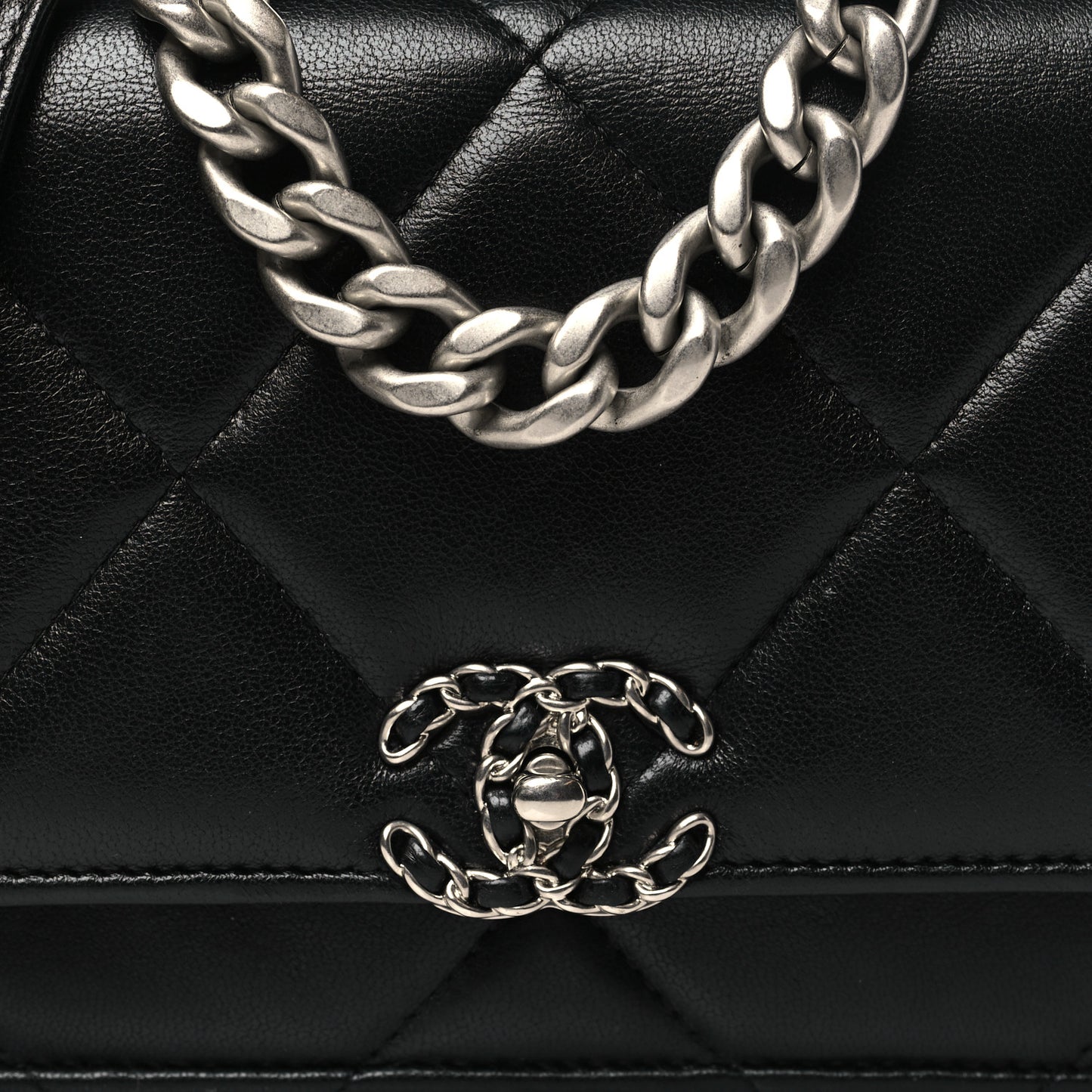 Lambskin Quilted Chanel 19 Wallet On Chain WOC Black
