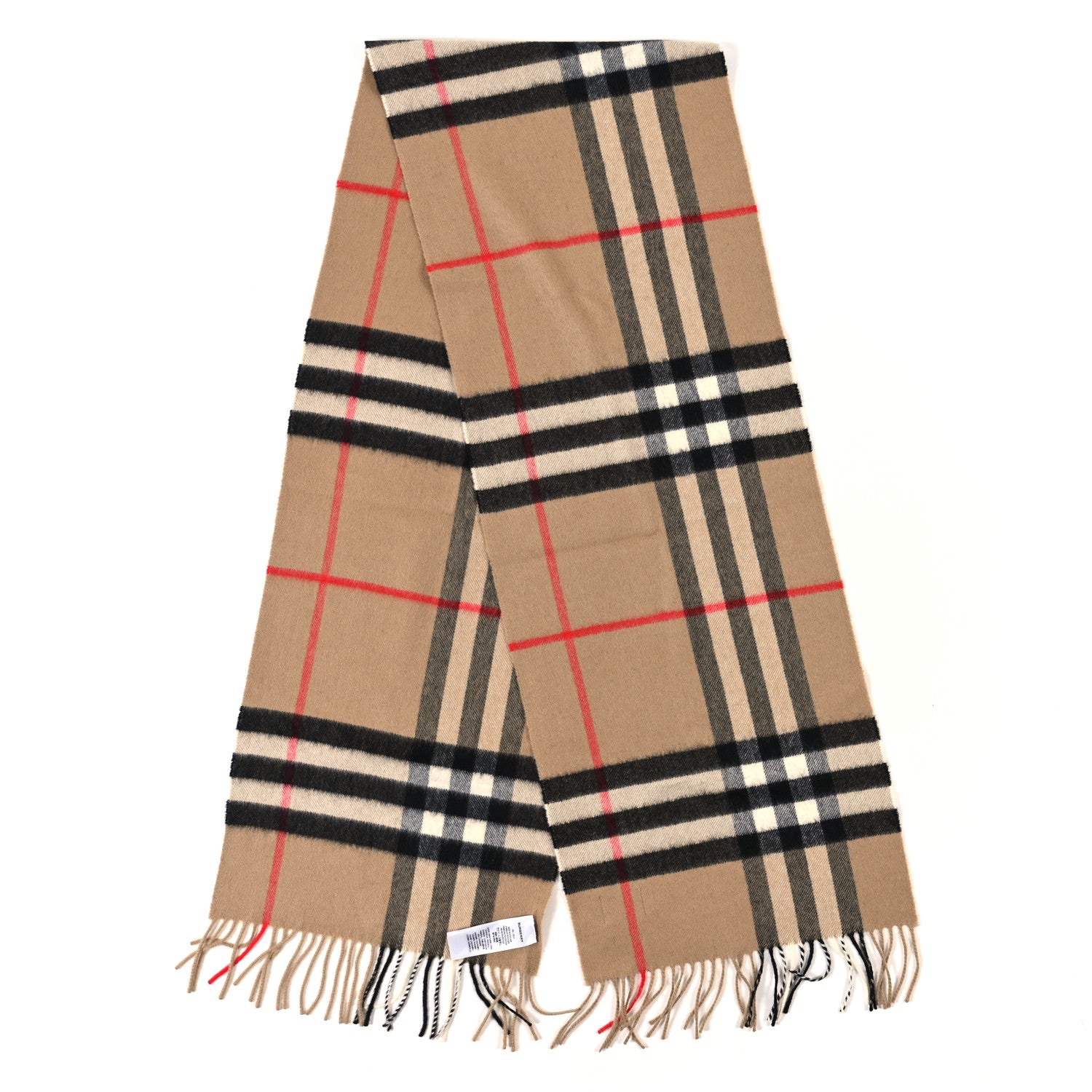Burberry Cashmere House Check Fringe Scarf Camel 2 of 4