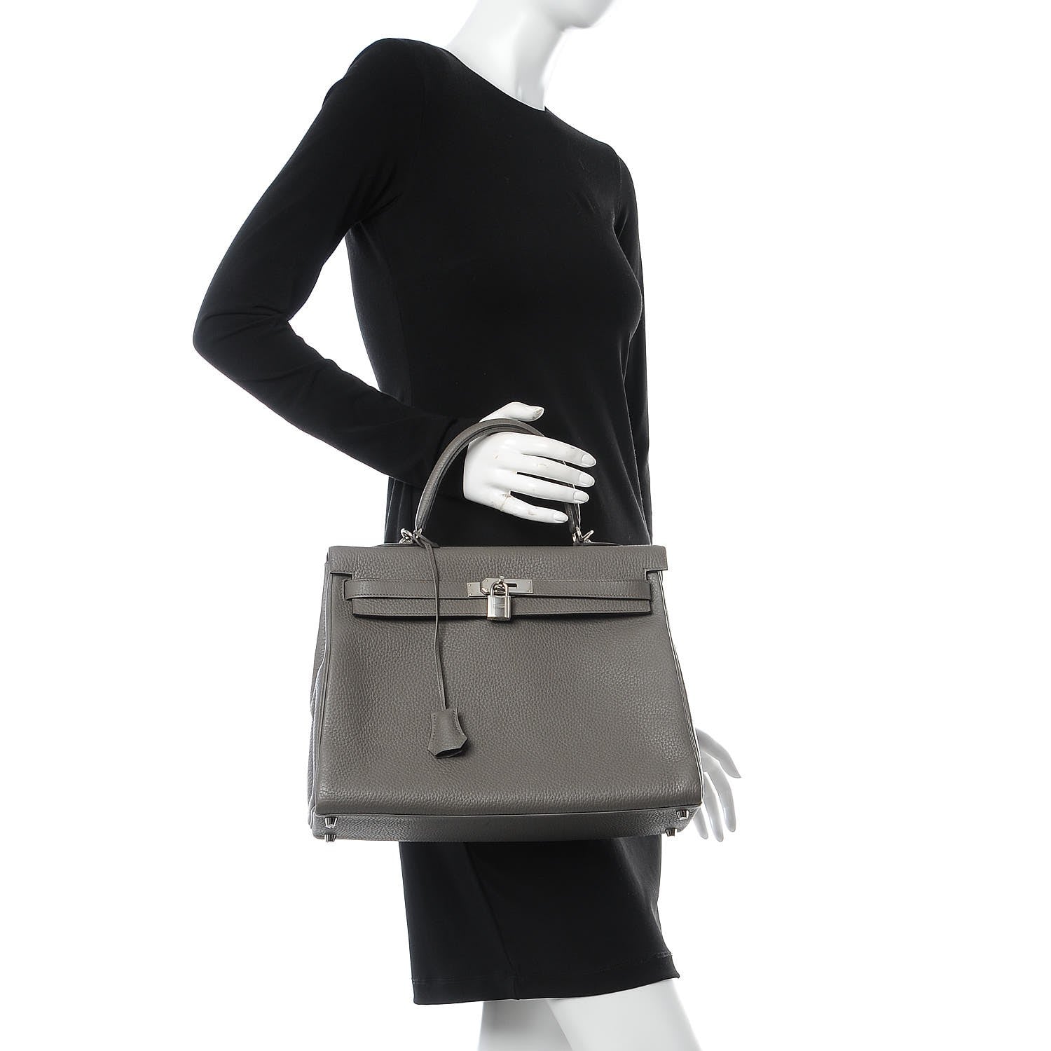 Hermes Taurillon Clemence Kelly Retourne 35 Etain 3 of 40