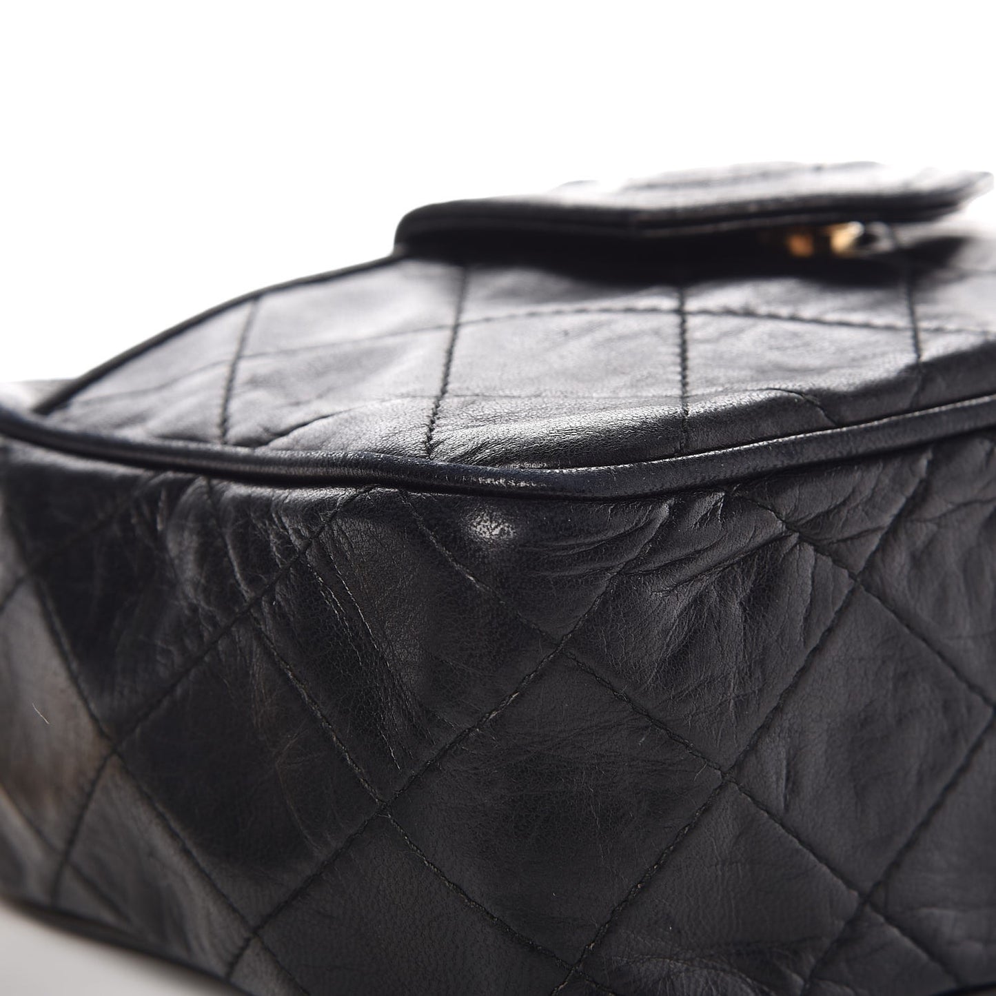 Lambskin Quilted CC Tassel Camera Case Black