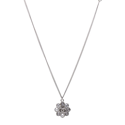 Chanel Crystal CC Flower Pendant Necklace Silver 1 of 6