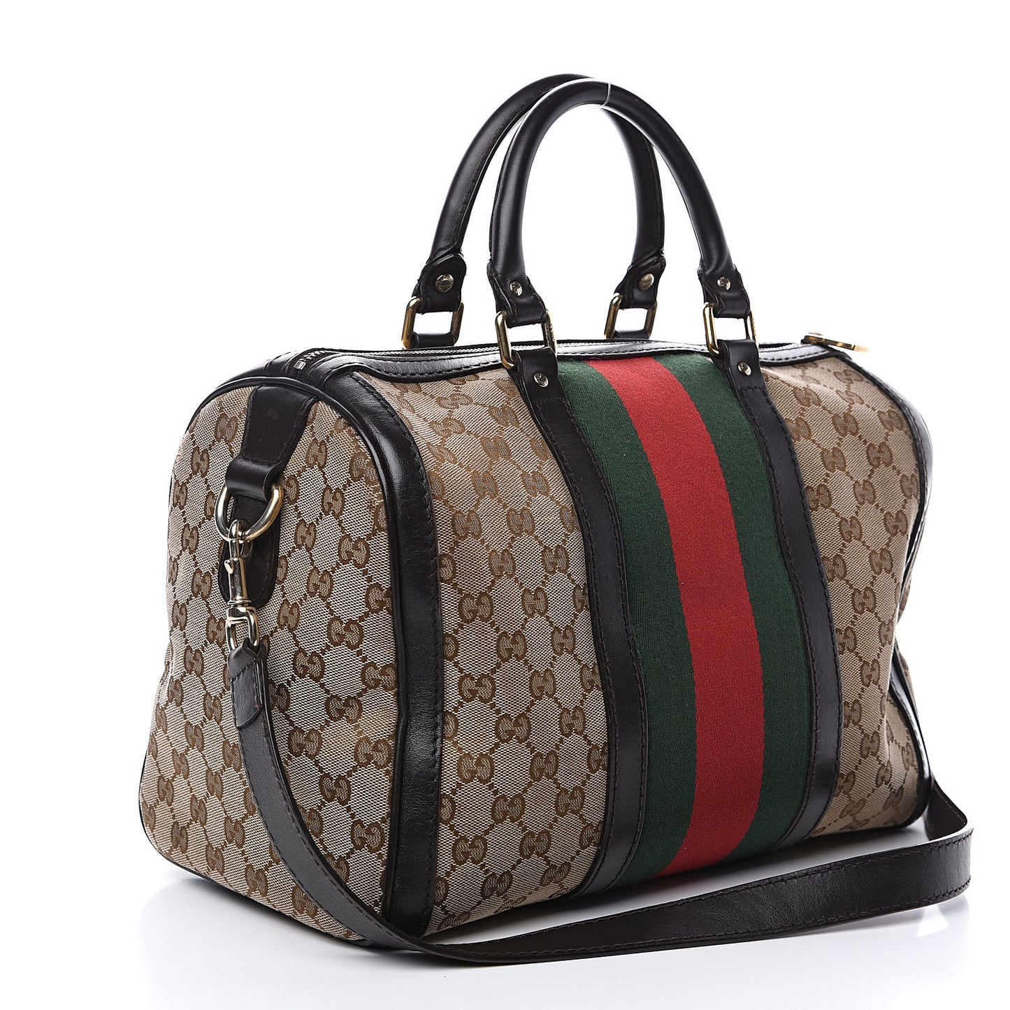 Monogram Vintage Web Medium Boston Dark Brown