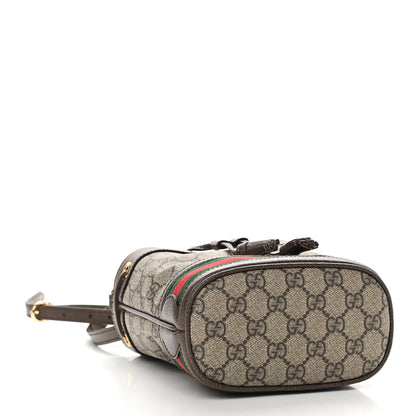 Gucci GG Supreme Monogram Web Mini Ophidia Bucket Bag Brown 4 of 9