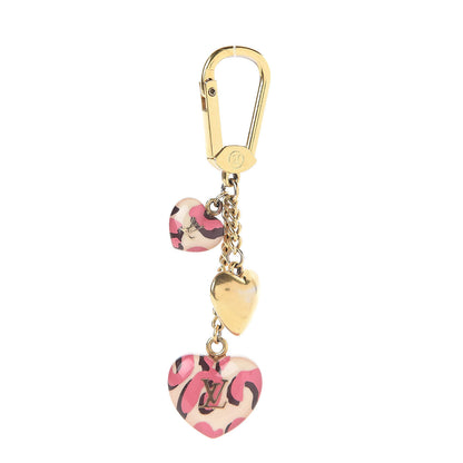 Louis Vuitton Leopard Heart Bag Charm Key Holder Blanc Corail 1 of 2